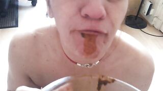 Kinky milf licking and eating shit