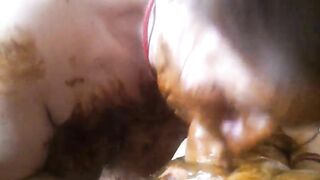 Dirty mature wife sucking poopy cock