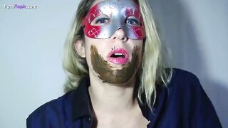 Gorgeous lady smearing shit on her lovely ass