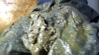 Gorgeous lady smearing shit on her lovely ass