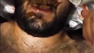 Horny guy taking heavy shit on his face