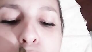 Latina lady poop eating