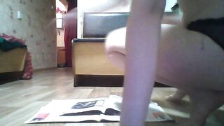 Lovely naked big ass lady poop teasing