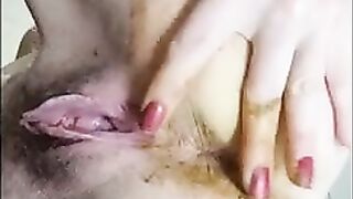 Lovely girl in stockings teasing and splashing poop