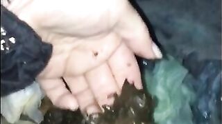 Kinky mature blonde lady eating shit