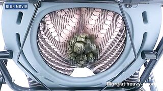Lady in fishnet pooping