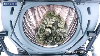 Lady in fishnet pooping