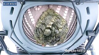 Lady in fishnet pooping