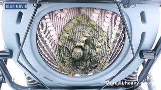 Lady in fishnet pooping
