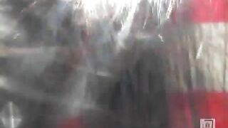 Chubby ass gal pooping in the backyard