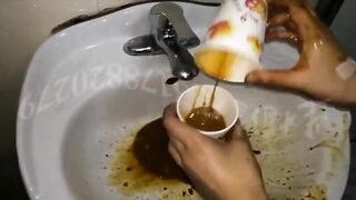 Chinese slave eating messy shit