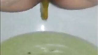 Creampied woman shitting in the toilet