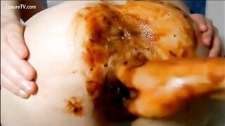 Beautiful scat fuck closeup