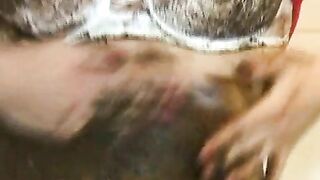 Nasty blonde lady smearing shit