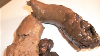 Girl shitting a beautiful turd on the floor