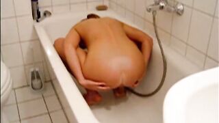 Enema and shit in the bathtub