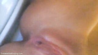 Blonde milf masturbates and poop