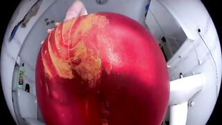 Messy hot shit in tight glossy panty