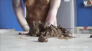 Redhead slut eats a massive pile of shit