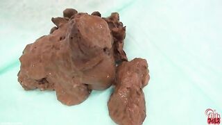 Gorgeous Japanese gal and yummy thick shit on the floor