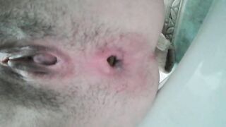 Heavy hard turd in closeup