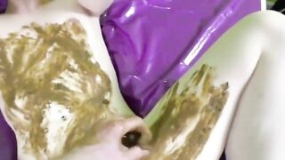 Girl enjoying ass fingering and smearing scat fuck