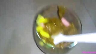 Gorgeous hot babe poops in the glass