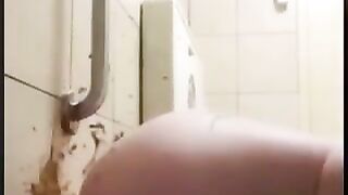 Fat belly and big booty lady smearing shit