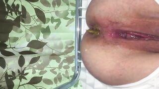 Soft creamy shit from a portable toilet