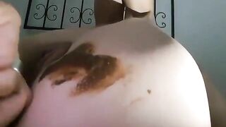 Cute lovely lady and cheeky poop