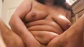 Chubby hot busty masturbates and shit