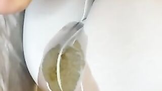 White panty gets covered in shit
