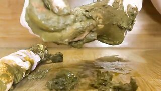 Pooping on the dildo