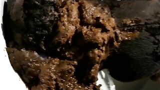 Nice blonde babe shitting in the toilet