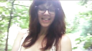 Cutie pooping hard in the woods