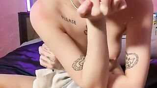 Lovely titty brunette babe dildo fucking