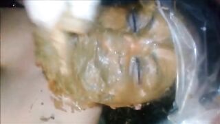 Slut covered in fresh shit