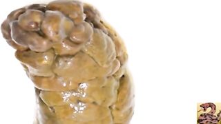 Girl squeezes out a large shit from her ass