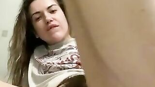 Sweet hairy hot girl Jessica playing with her shit