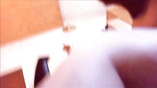 Woman masturbating with vibrator and shit