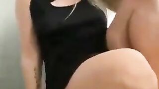 Shaved pussy gal and hot shit