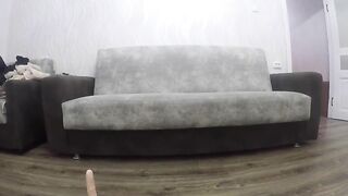 Kinky naked girl teasing and smearing shit