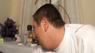 Lovely babe gets enema before shitting