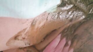 Slutty lady smearing shit and ass fingering