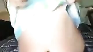 Naughty naked brunette wife shitting