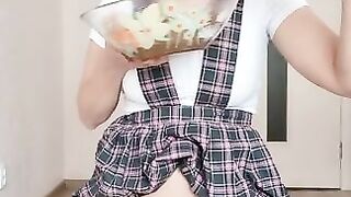 Country girl smearing shit on her chest