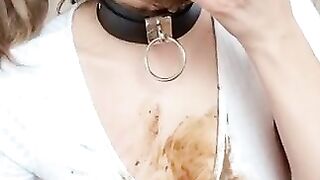 Country girl smearing shit on her chest