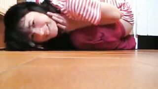 Stunning brunette teen babe pooping on the floor