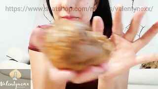 Cute brunette babe taking out thick hard turd