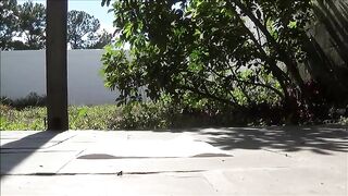 Dirty lady shits outdoor